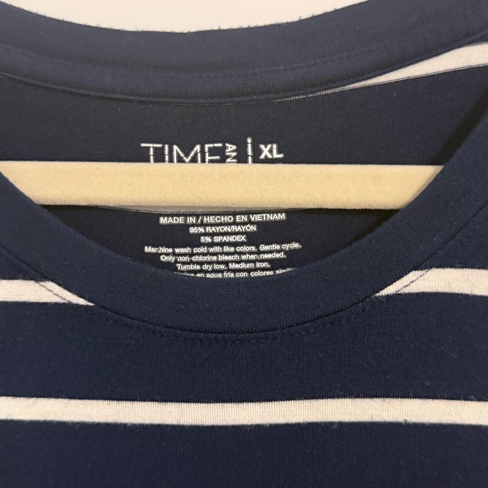 Time and Tru Navy and White Striped Midi Dress - Picture 2 of 3